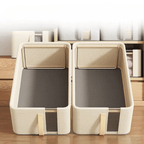 Panier à linge dans meuble de couleur beige