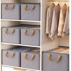 Panier à linge dans meuble gris