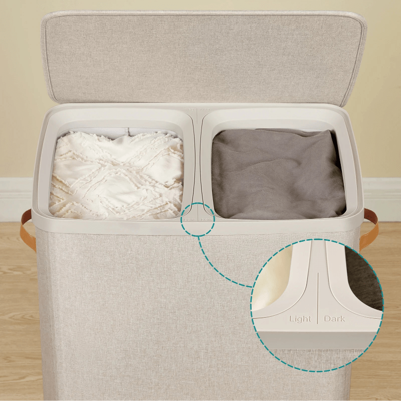 Panier à linge double compartiment gris