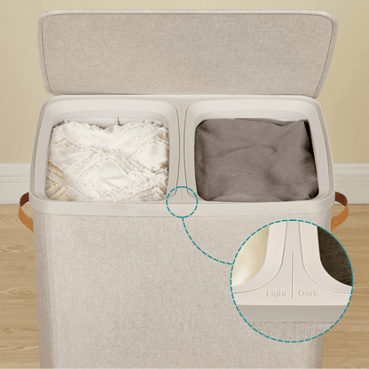 Panier à linge double compartiment gris