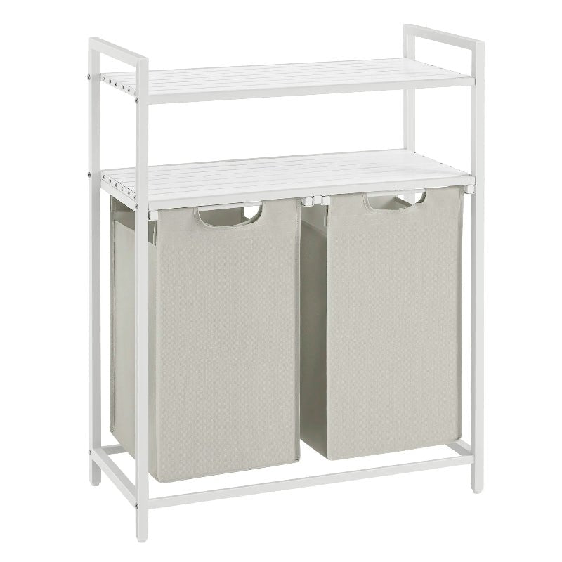 Panier à linge double à doubles compartiments blnc