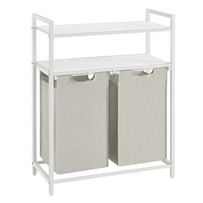 Panier à linge double à doubles compartiments blnc