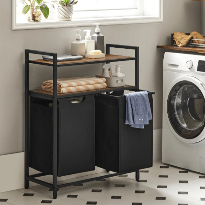 Panier à linge double à double compartiments