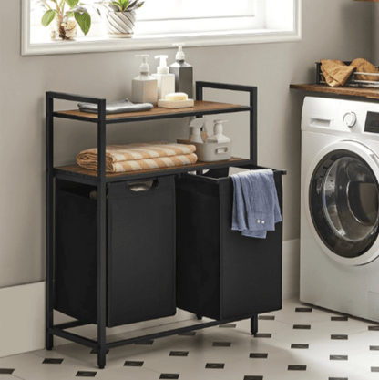 Panier à linge double à double compartiments