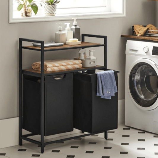 Panier à linge double à double compartiments