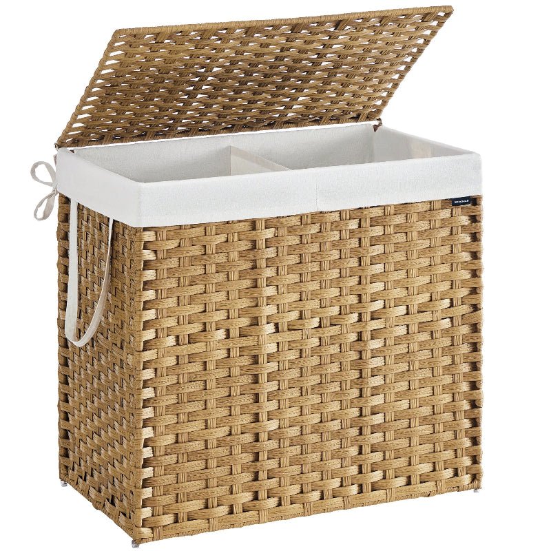 Panier à linge double couleur boisée
