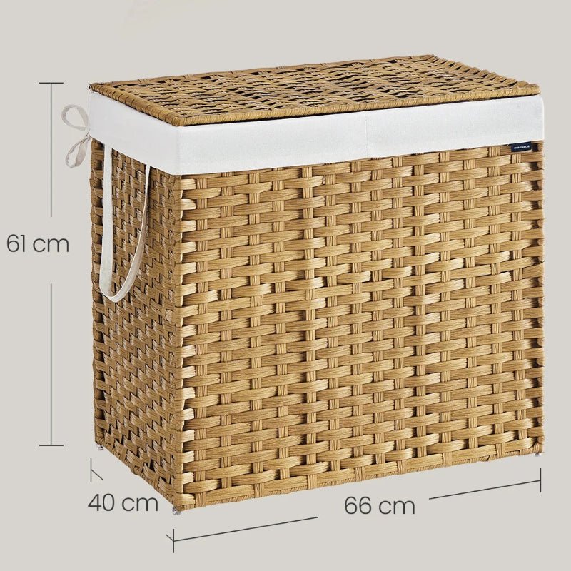 dimension Panier à linge double boisé