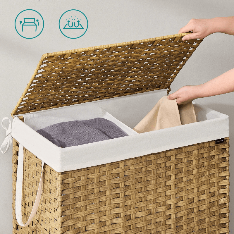 Panier à linge boisée double compartiment 
