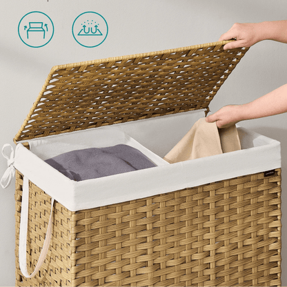 Panier à linge boisée double compartiment 