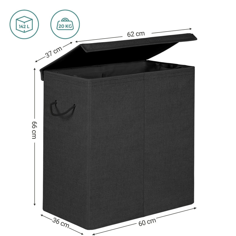 dimensions  et taille panier à linge double noir 