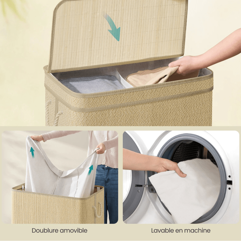 Panier à linge en bois 130L
