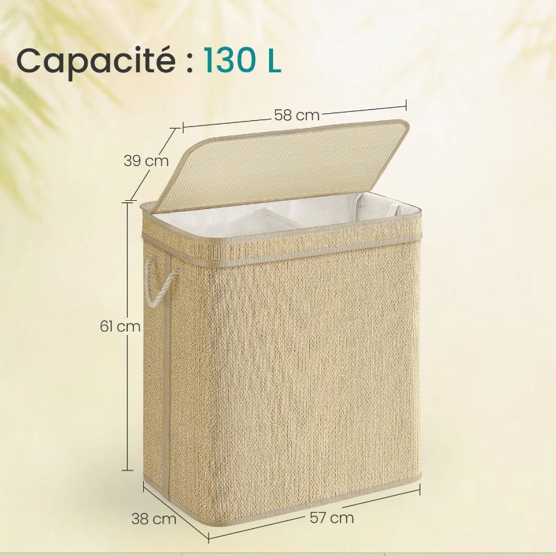 Taille panier à linge en bois 130L