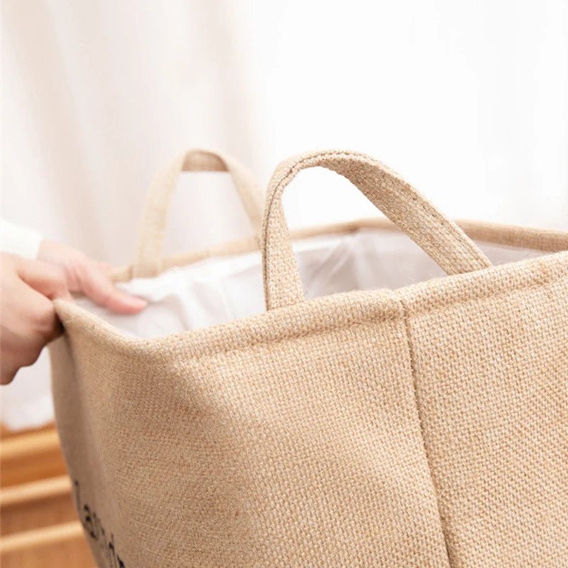 Panier à linge en tissu beige