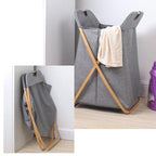 panier à linge en bois en tissu pliable
