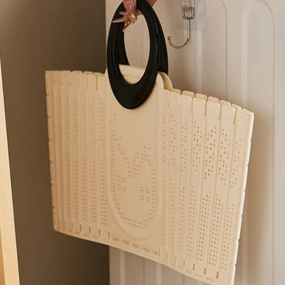 Panier à linge gain de place blanc plier