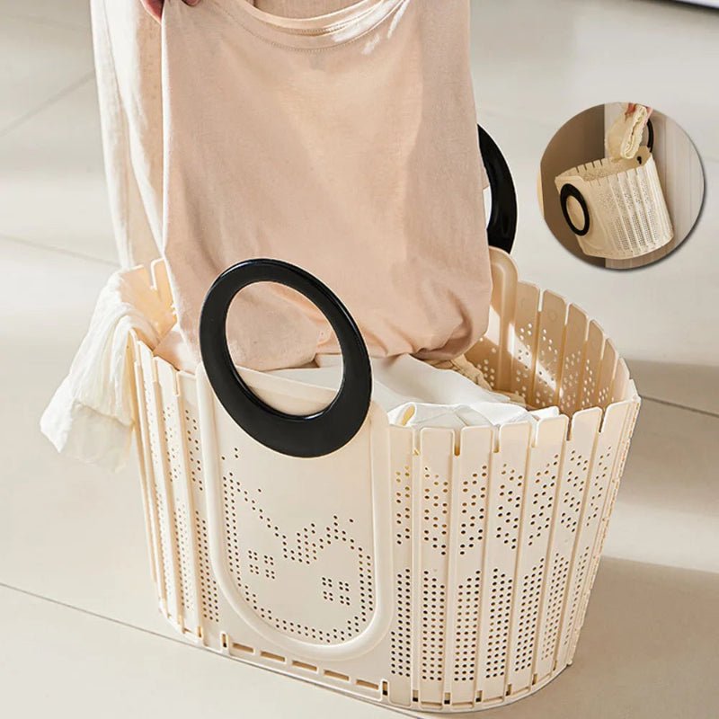 petit panier à linge gain de place blanc