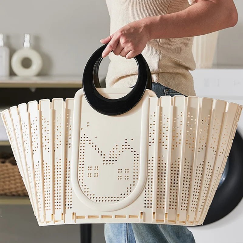 Panier à linge gain de place tout blanc