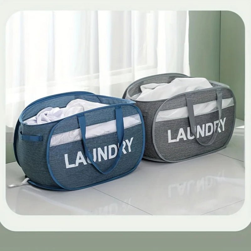 deux panier à linge pliable grande capacité avec du linge dedans