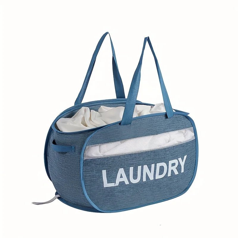panier à linge pliable grande capacité bleu sans couvercle