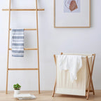 Panier à linge en bois pliable beige
