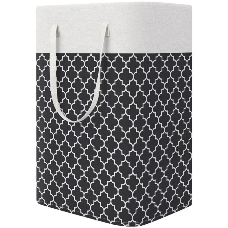 Panier à linge rectangle en noir et blanc 
