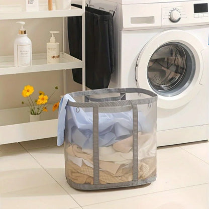 Panier à linge sale en maille gris