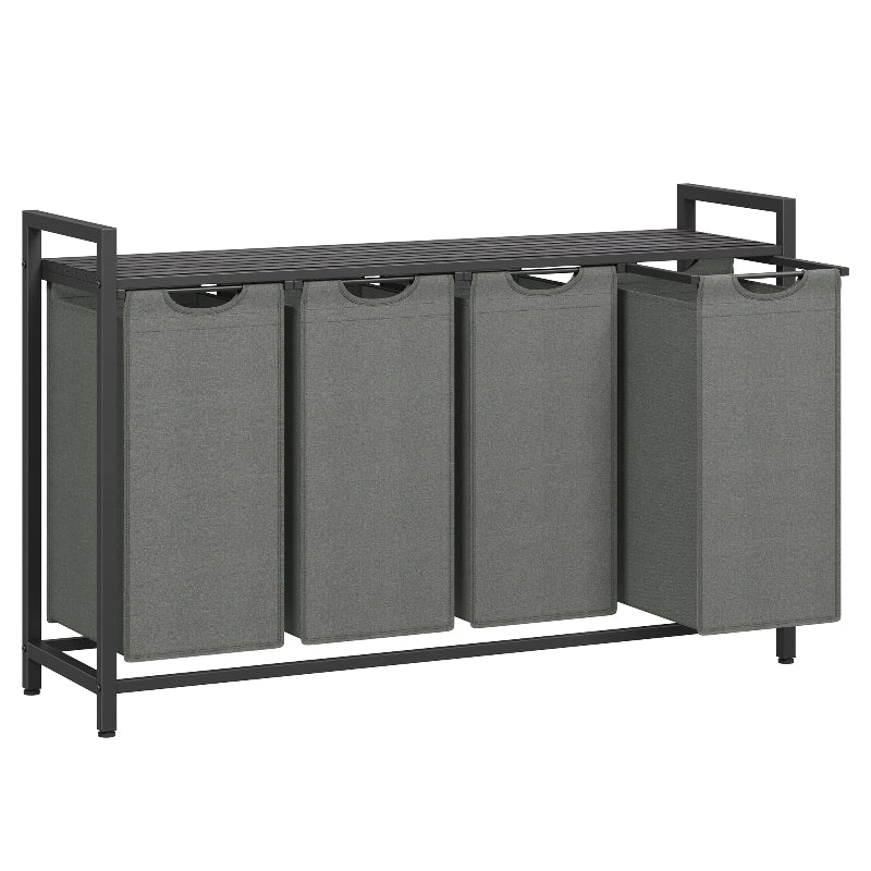 Panier à linge tri  à étagère gris 