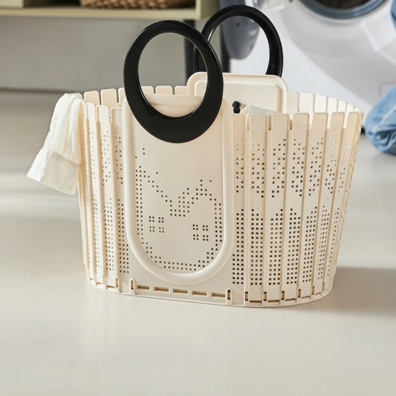 Panier à linge gain de place blanc