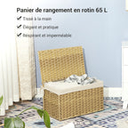 Panier à linge rectangle dans une chambre avec du linge dedans  