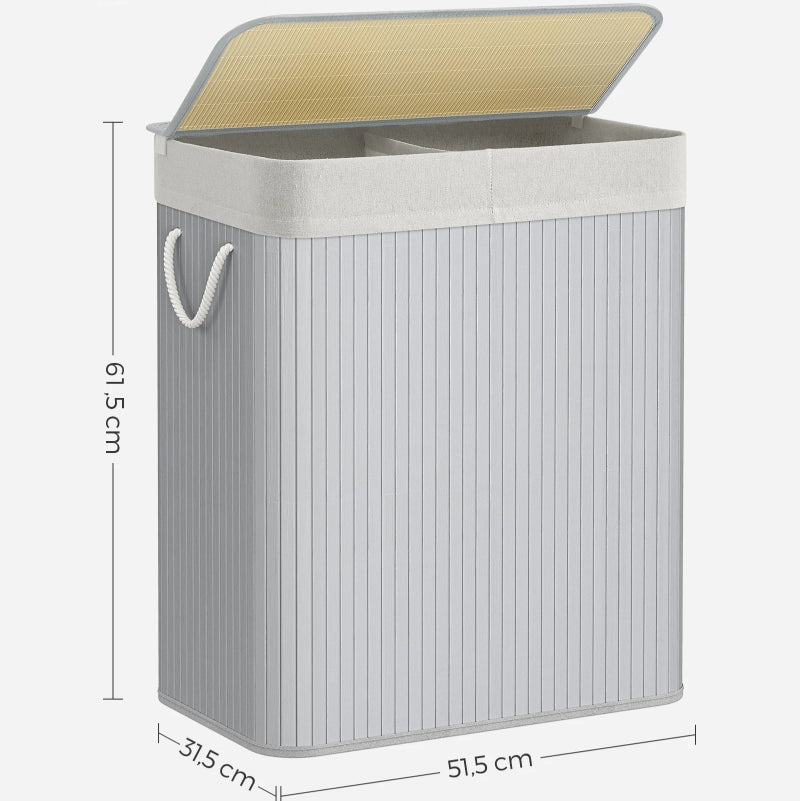 dimension du panier à linge double gris 