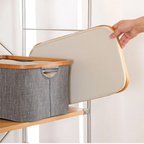 panier à linge en tissu gris et couvercle 