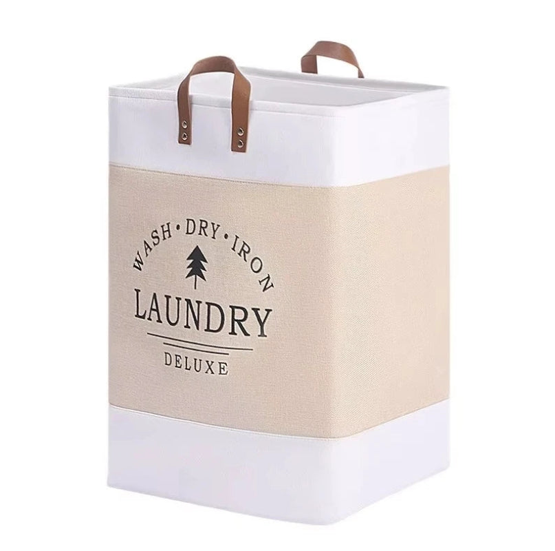 panier à linge rectangle beige blanc