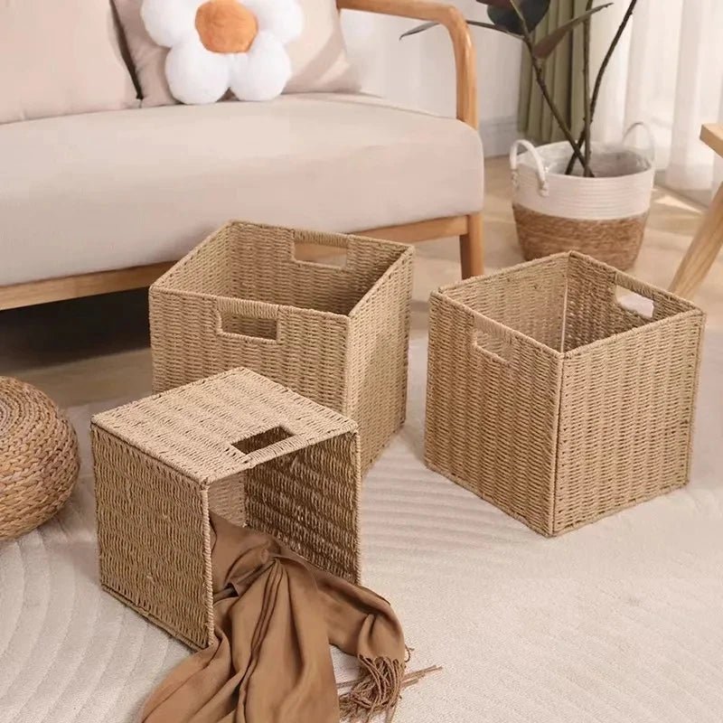 Panier à linge en rotin clair