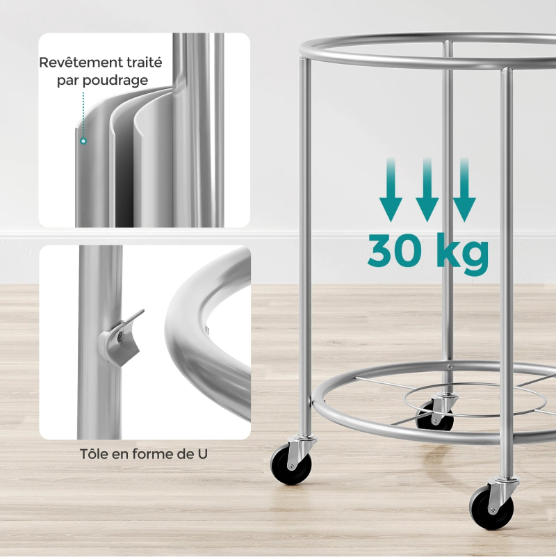 structure du panier à linge avec roulettes 